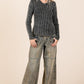Mittoshop Washed Wide Leg Jeans with Pockets