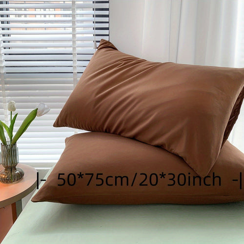 Set of 2 Brushed Solid Pillow Covers No Inserts