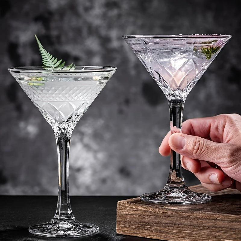 Engraved Martini Glass Set - Insulated Crystal Cocktail Glasses,