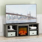 Classic 70 Inch TV Stand with Fireplace, French Oak Grey