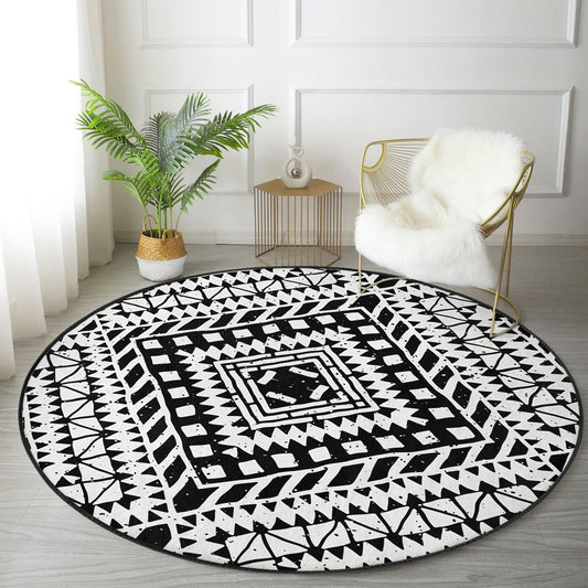 Cottage Round Rug, Farmhouse Style Circle Carpet, Anti Slip Decorative