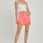 RISEN Raw Hem Asymmetrical Waist Denim Shorts