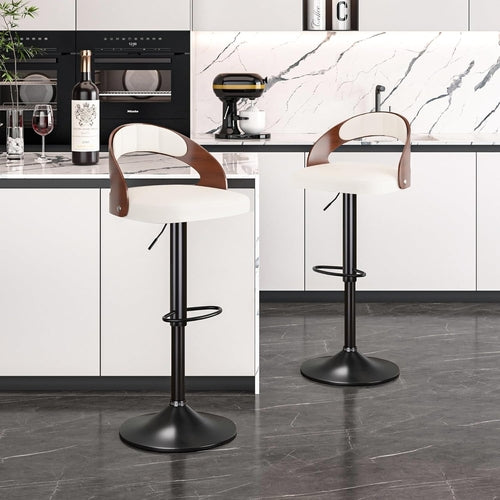 Bar Stool Set of 2, Counter Height Stools with Bentwood