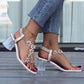 Fashion Flowers Sandals With Transparent High Square Heels Summer