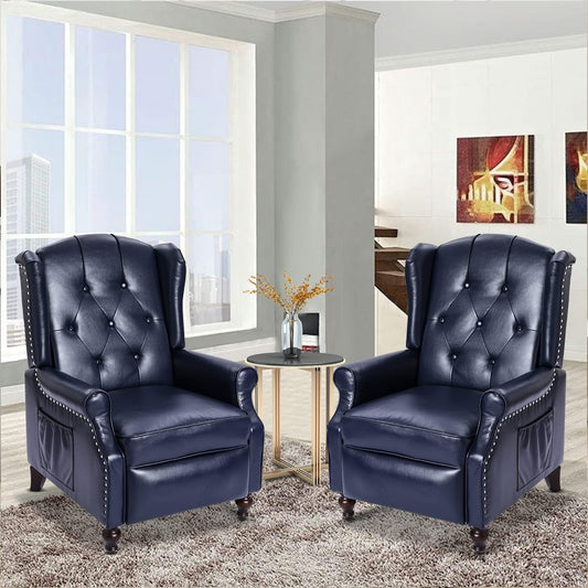 Wingback Recliner Chair with Massage and Heat, Tufted PU Leather Push