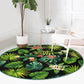Green Floral Round Rug, Floral Patterned Decorative Circle Carpet, Non