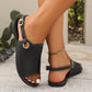 Fashion Solid Peep-toe Sandals With Back-srtap Summer Casual Outdoor