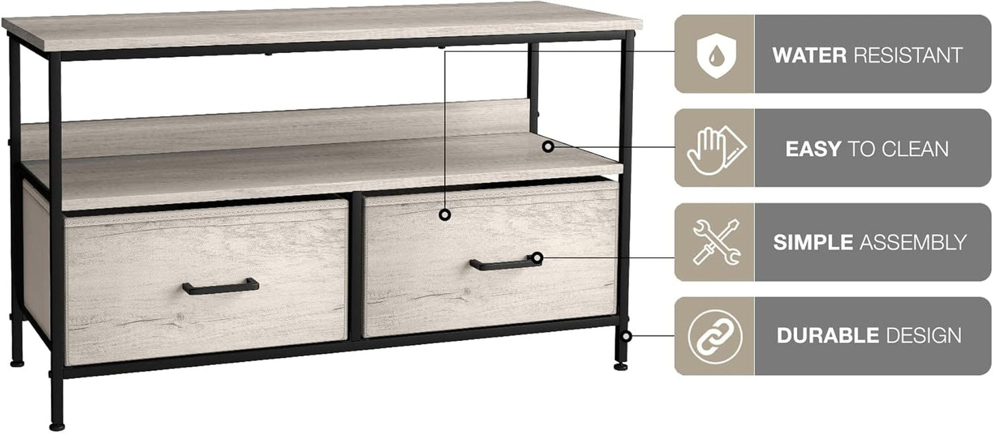 TV Stand Dresser with 2 Drawers - Television Riser Chest with Storage