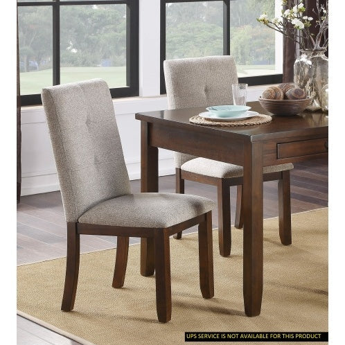 Chenille Upholstered Chairs Set Of 2 Dark Cherry Finish Wood Frame