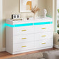 LED Dresser with 2 Pull-Out Tray, 6 Drawer Dresser, 47.2" Long Wide