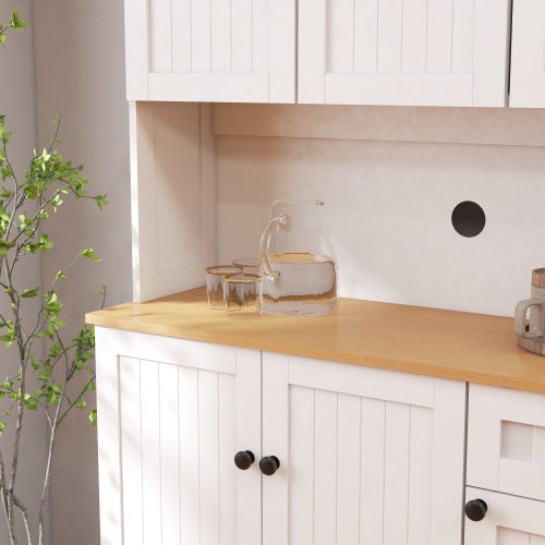 Kitchen Storage Cabinet With Microwave Countertop, Freestanding
