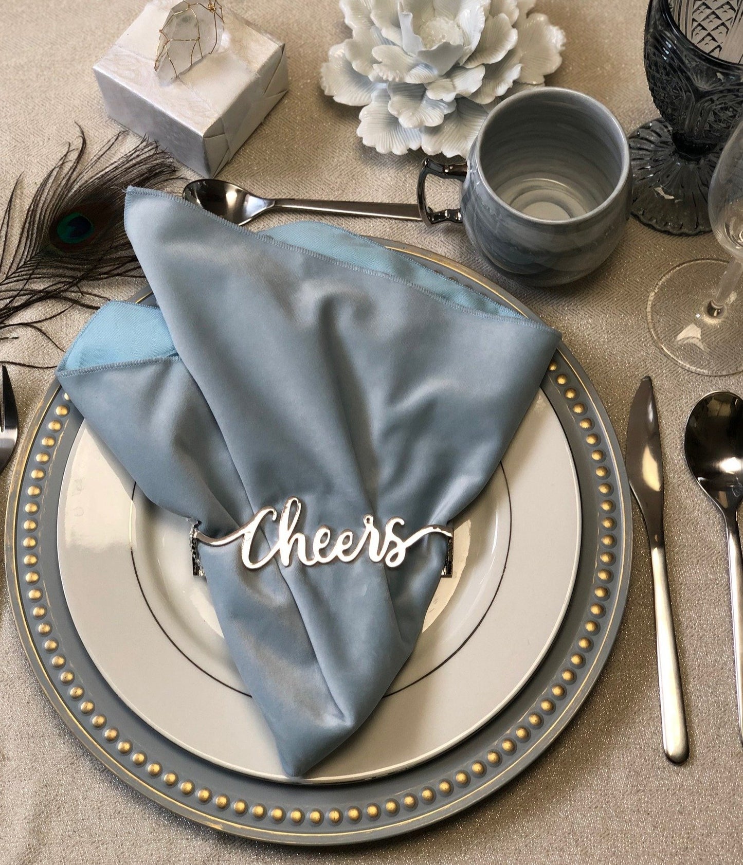 Cheers Wrap Set(4)-Shiny Silver