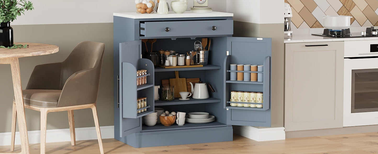 Modern Freestanding Kitchen Pantry,Buffet Food Storage, Coffee Bar