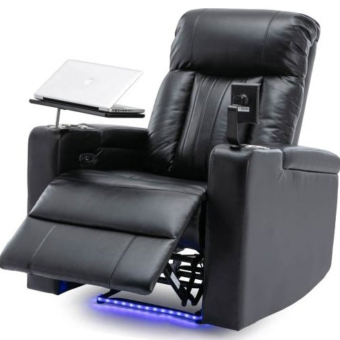 Premium Power Recliner With Storage Arms, Cupholders, Swivel Tray Tabl