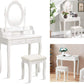 Wood Makeup Vanity Set with Mirror & Stool