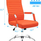 Ribbed Office Desk Chair Mid-Back Leather Executive Conference Task