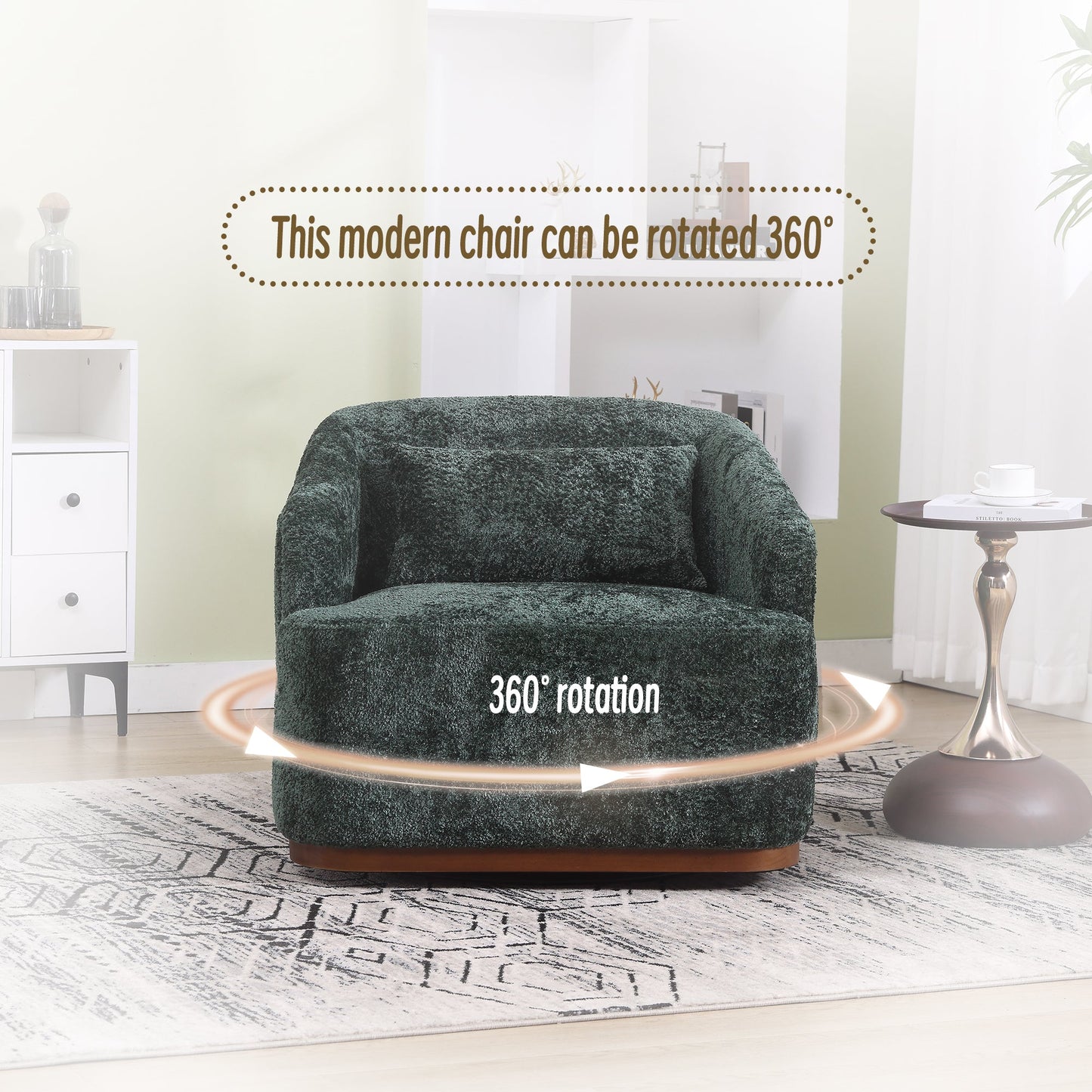 Swivel Barrel Chair, Comfy Round Accent Sofa Chair for Living Room,