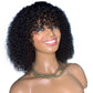 Jerry Curly Bob Cut 100% Human Hair Wigs with Bangs Adjustable Non