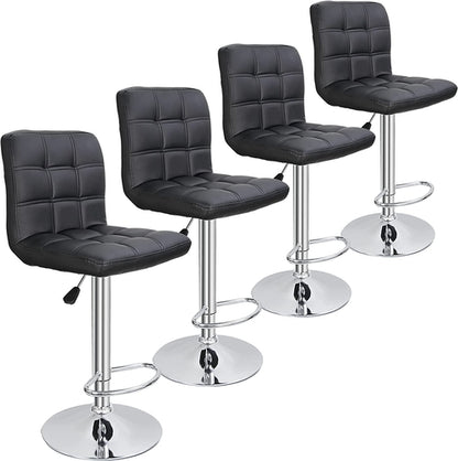 Set of 4 Adjustable Swivel Barstools, Modern PU Leather Kitchen