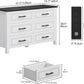 6-Drawer Dresser with Built-In Power Outlet, Wood Dresser TV Stand