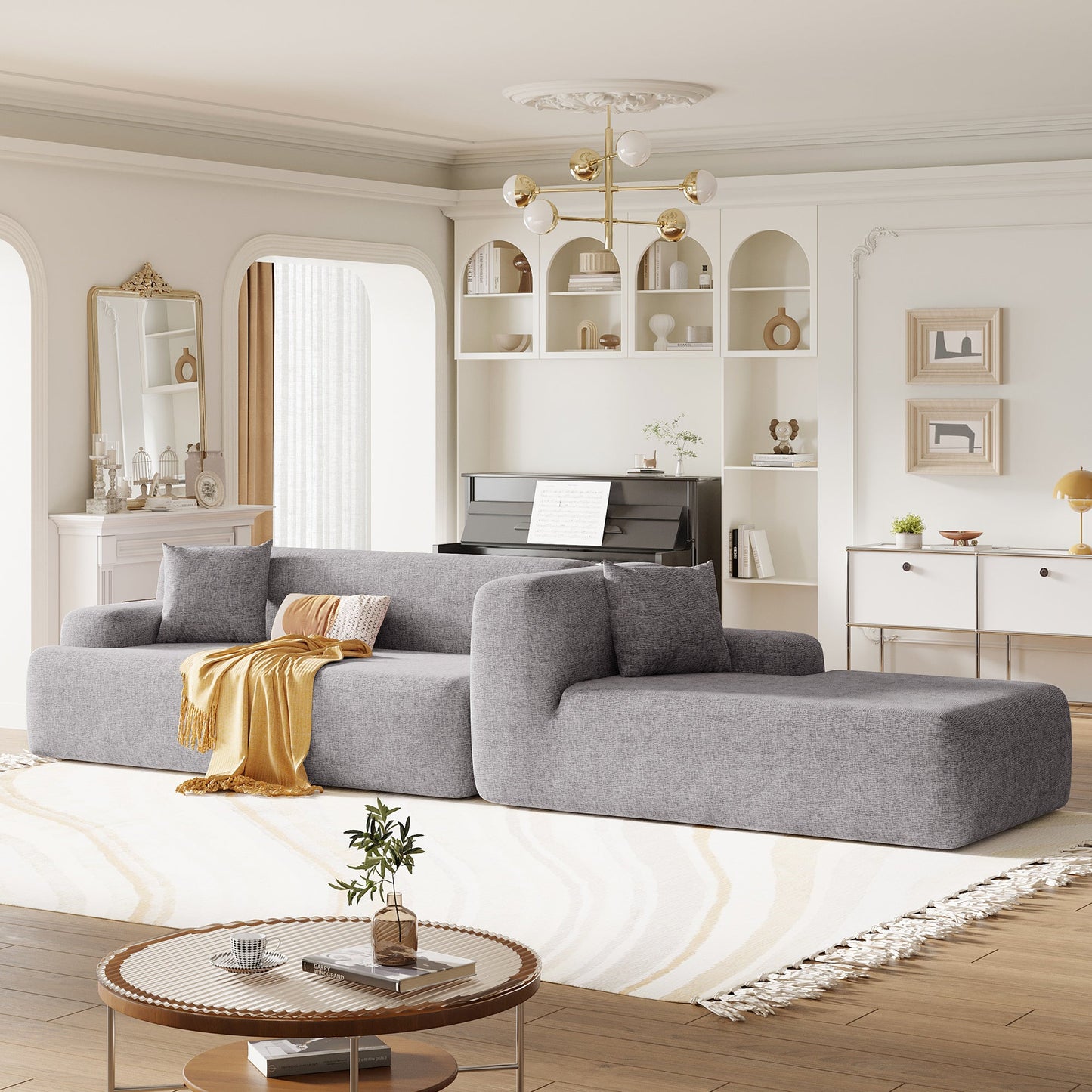 Modern Large L-Shape Modular Sectional Sofa for Living Room, Bedroom,