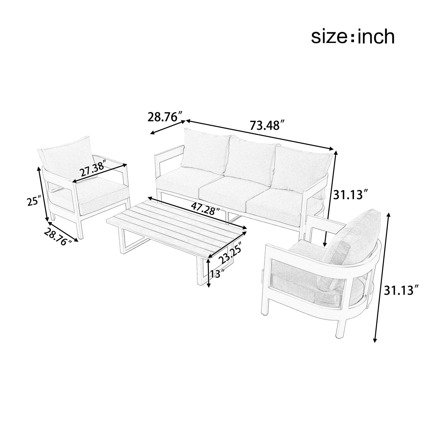 High-Quality Outdoor Seating Set with Thick Cushions for Ultimate
