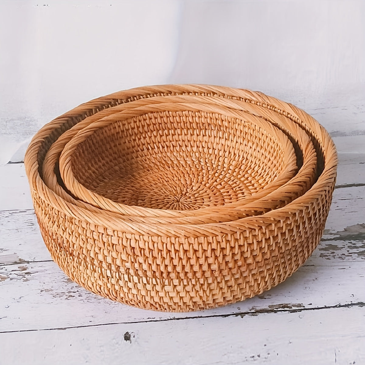 Set of 1 or 3 Rattan Decorative Woven Baskets