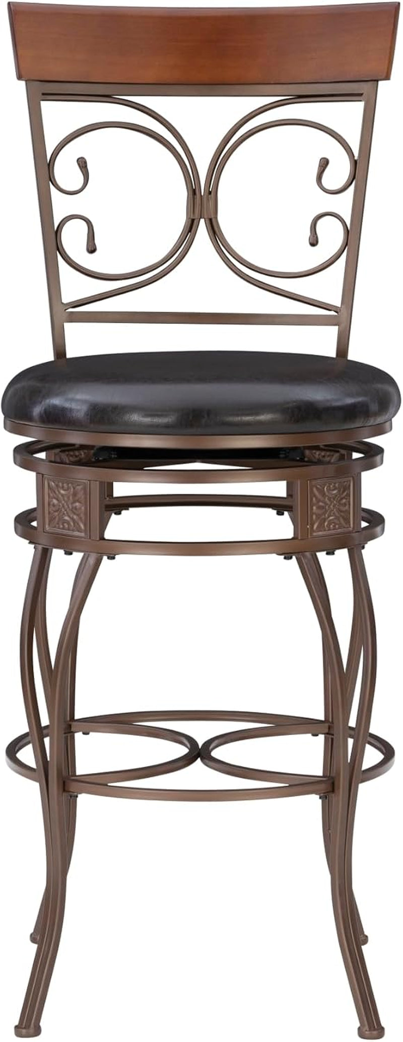 Company Back Scroll  Big and Tall Barstool, Bar Height, Dark