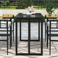 Iron Outdoor Dining Set with Acacia Wood Armrest Suitable For Patio,