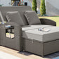 PE Wicker Rattan Double Chaise Lounge, 2-Person Reclining Daybed with