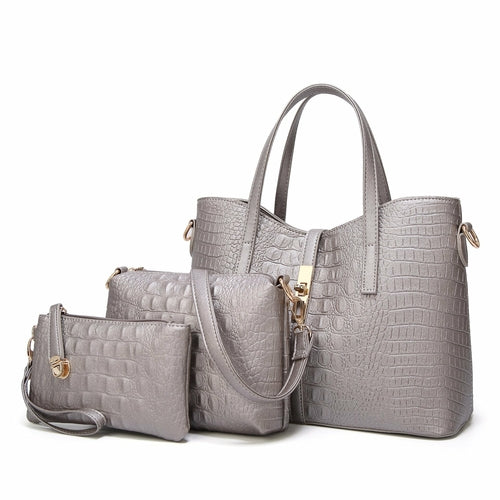 Three-Piece Women's Casual PU Leather Handbags - Walbiz.com