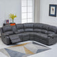 Bonded Leather Sectional Sofa 3 Recliners, Grey