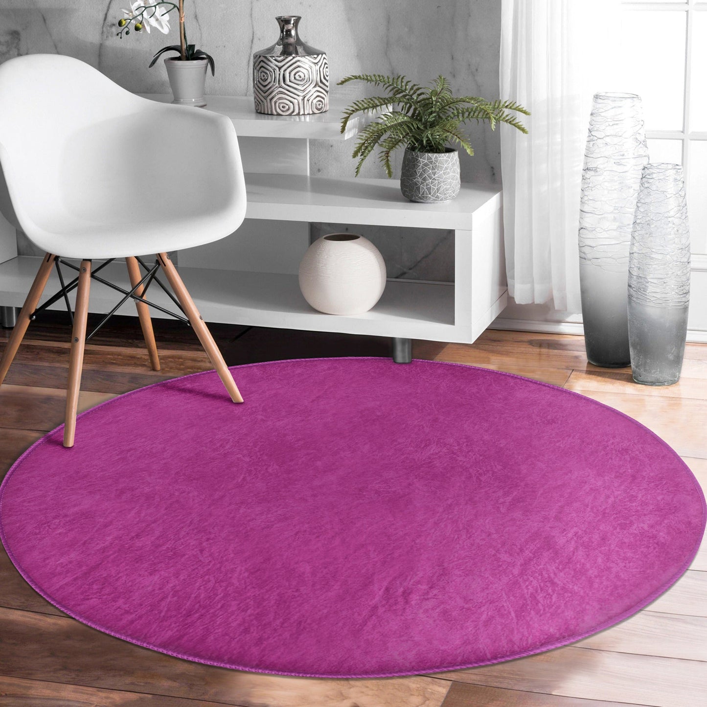 Purple Round Rug, Living Room Decoration Circle Carpet, Bedroom Floor
