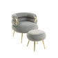 Upholstered Velvet Barrel Accent Chair with Ottoman,Accent Comfy