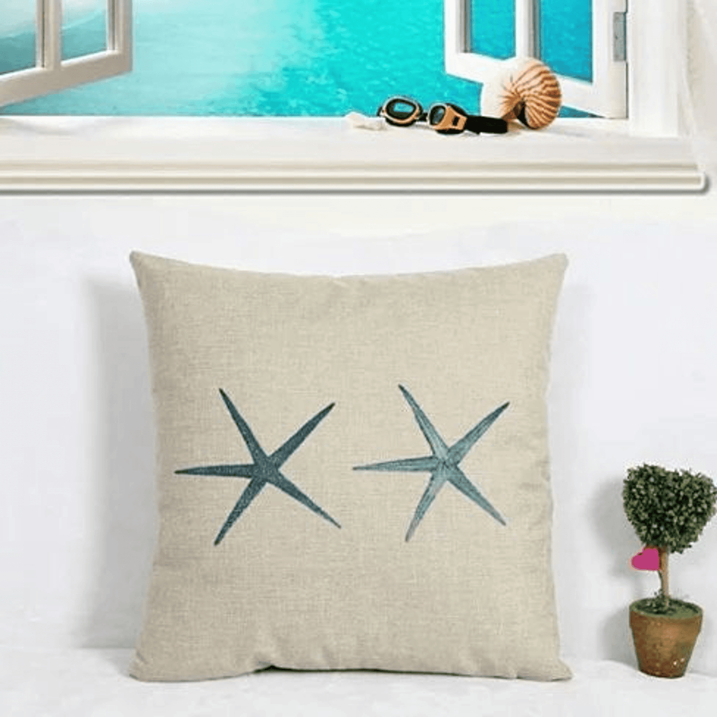 Coastal Charm Embroidered Cushion Covers Set Of 4