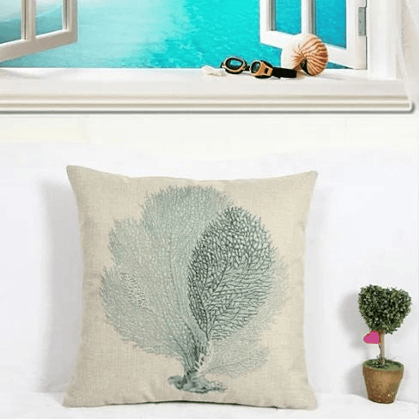 Coastal Charm Embroidered Cushion Covers Set Of 4