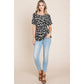 W BLACK ANIMAL PRINT SOFT KNIT TEE | XL