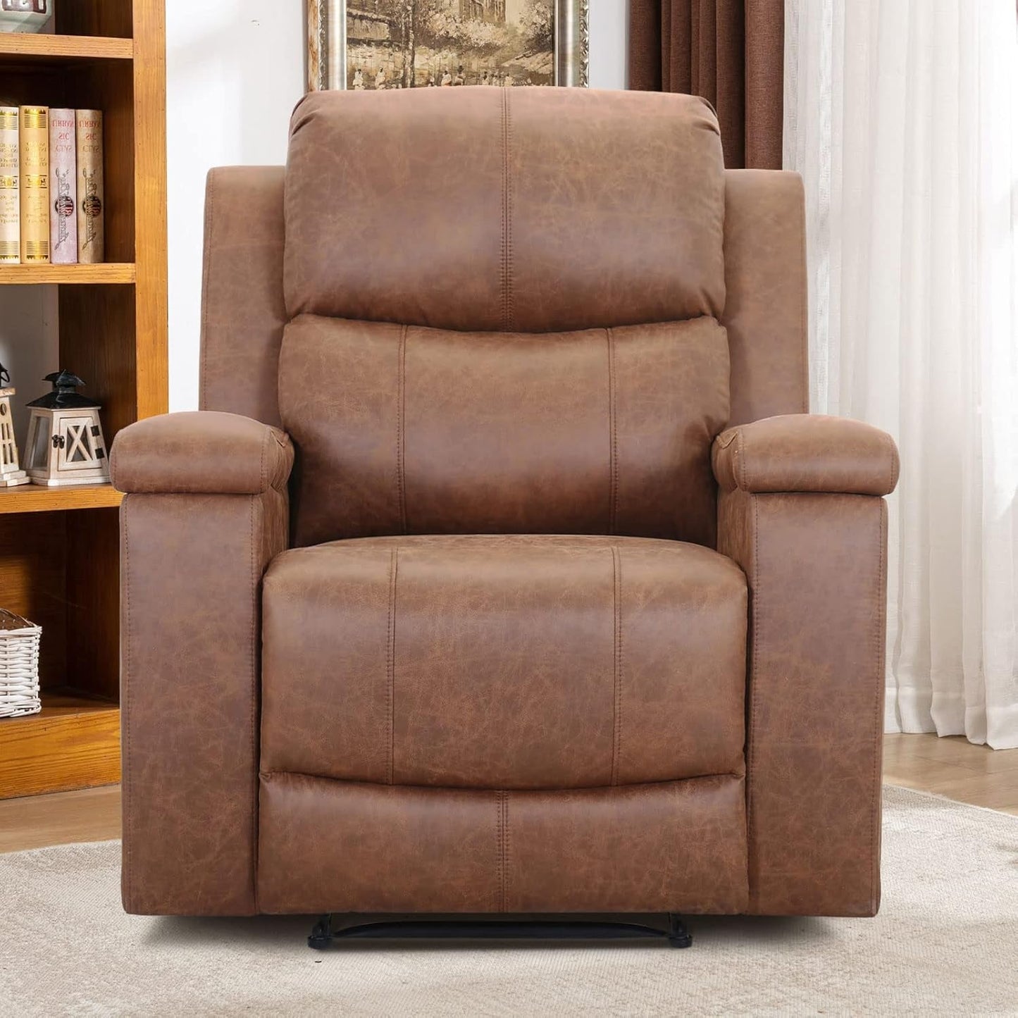 Leather Recliner Chair, Classic and Traditional Manual Recliner Chair