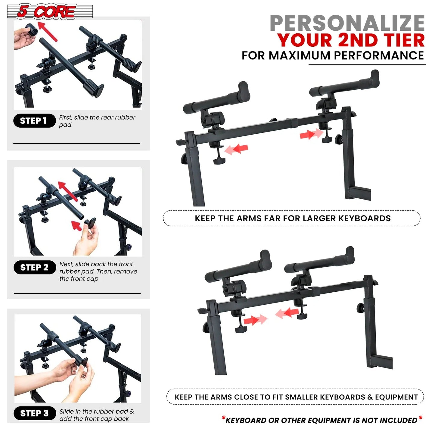 5Core 2 Tier Keyboard Stand Z Style Adjustable Electric Piano Riser