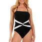 InstantFigure Contrast Twist Front One Piece Swimsuit 13559P
