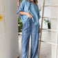 Mittoshop Washed Elastic Waist Cargo Wide Leg Pants