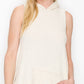 Sleeveless Hooded Top and Wide Leg Pants Set - Ivory
