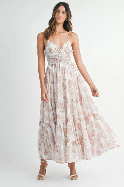 Mable Floral Print Tiered Cami Maxi Dress – Chic & Elegant by Walbiz