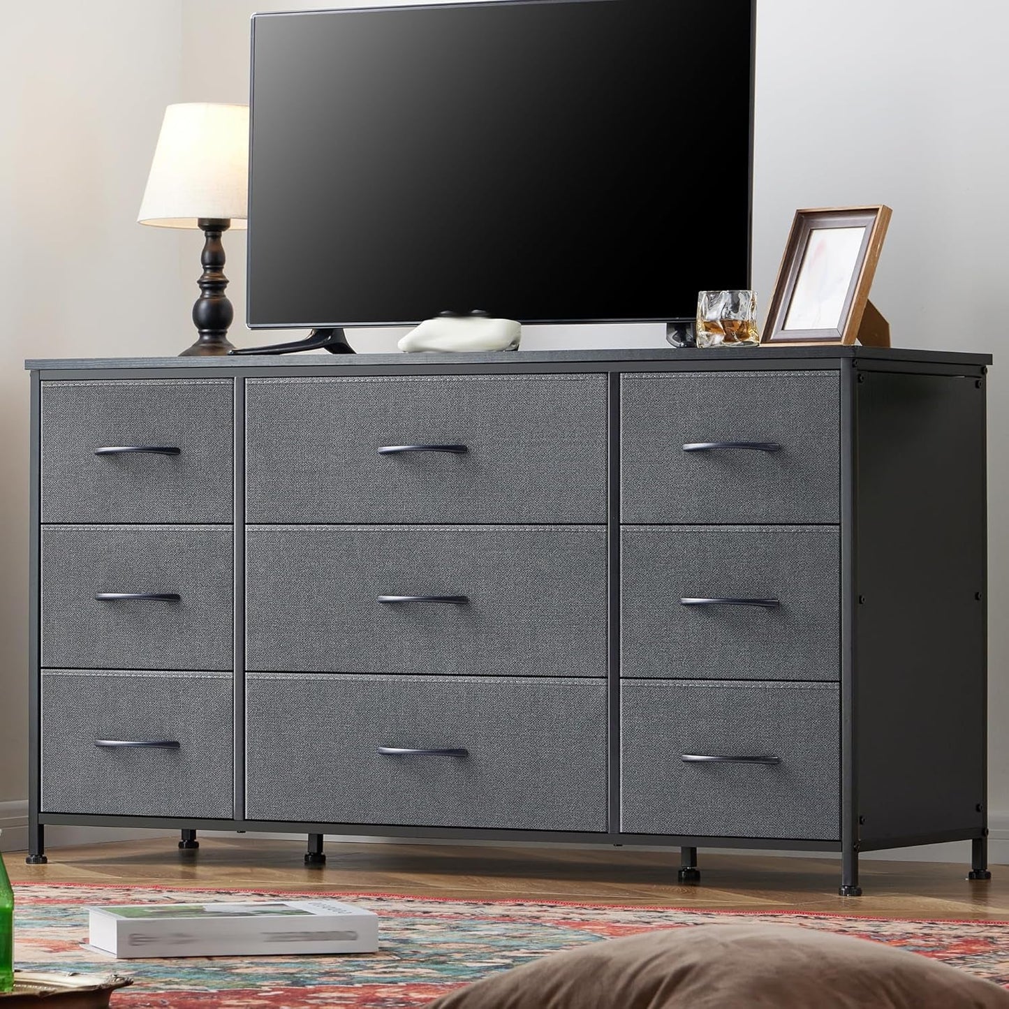 Dresser, Dresser for Bedroom with 9 Drawers, Wide Dresser TV Stand for