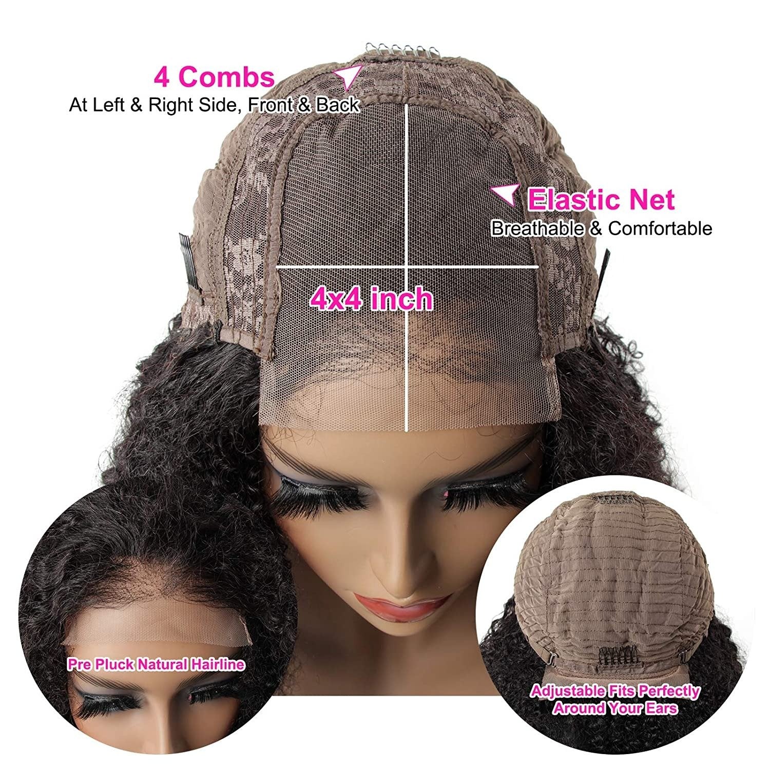 BeuMax 4x4 Afro Kinky Curly 5x5 Lace Closure wig 6x6 Human Hair Wigs - Walbiz.com