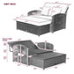 PE Wicker Rattan Double Chaise Lounge, 2-Person Reclining Daybed with