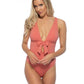 SOLID HALTER BOW TIE FRONT ONE PIECE SWIMSUIT