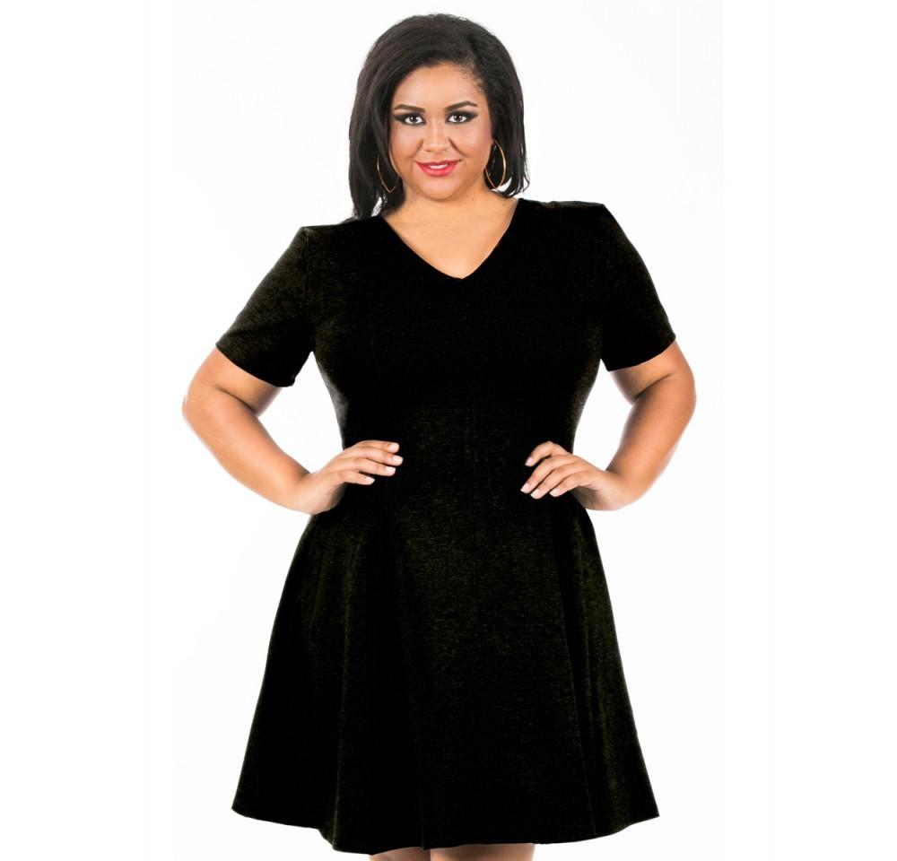 InstantFigure Curvy Plus Size Short V-neck Panel dress 16808MC