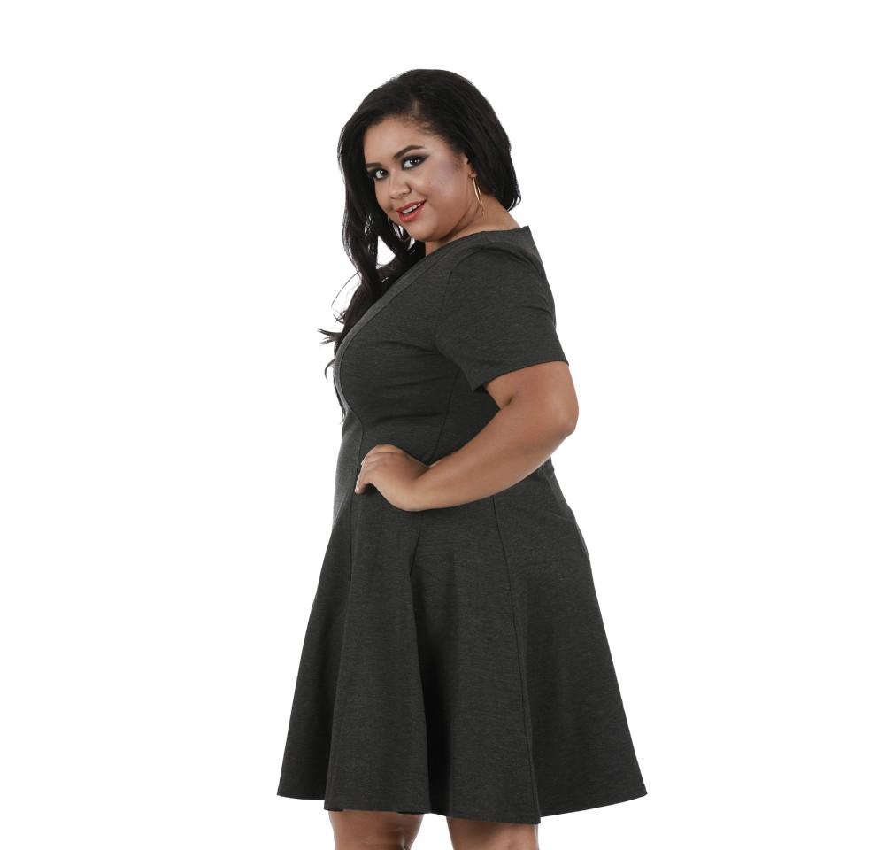 InstantFigure Curvy Plus Size Short V-neck Panel dress 16808MC