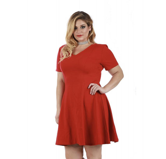 InstantFigure Curvy Plus Size Short V-neck Panel dress 16808MC